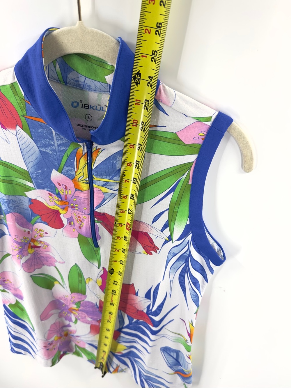 IBKUL Sleeveless Polo Top Size Small 1/4 Zip Golf Tennis Pickleball Floral - Picture 9 of 9